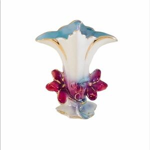 Vintage Porcelain Goldra East Palestine O. Floral Design Vase Home Accent Decor
